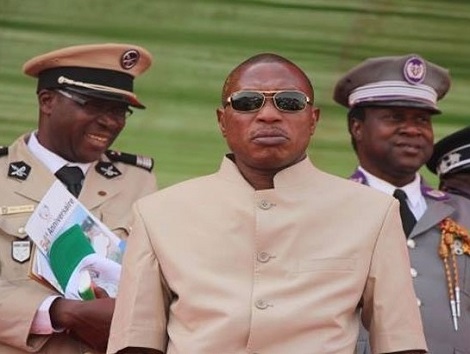 Le Capitaine Dadis Camara lors d'une cérémonie officielle à Ouagadougou, le 11 décembre 2014-Africaguinee.com