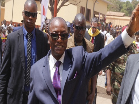 Feature image Le président guinéen Alpha Condé, lors d'une tournée dans la région de Boké
