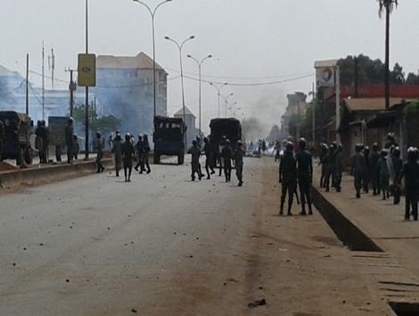 Des gendarmes à Conakry lors d'une journée de manifestation  Photo Africaguinee.com