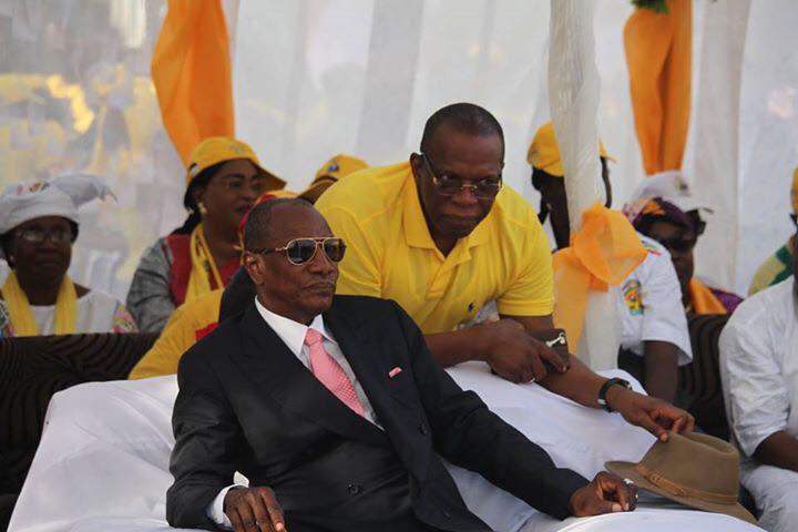 Ibrahima Kassory Fofana aux côtés du président Alpha Condé lors de la campagne présidentielle
