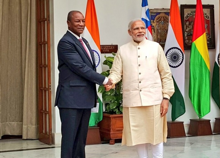 Le président Alpha Condé reçu par le Premier ministre indien Narendra Modi à New-Delhi-Africaguinee.com