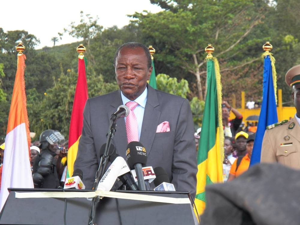 Le président Alpha Condé lors de l'inauguration du barrage de Kaleta