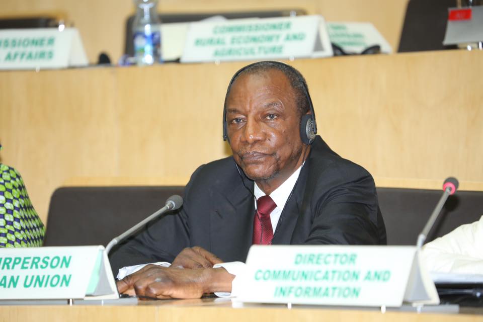 Feature image Alpha Condé au siège de l'Union Africaine
