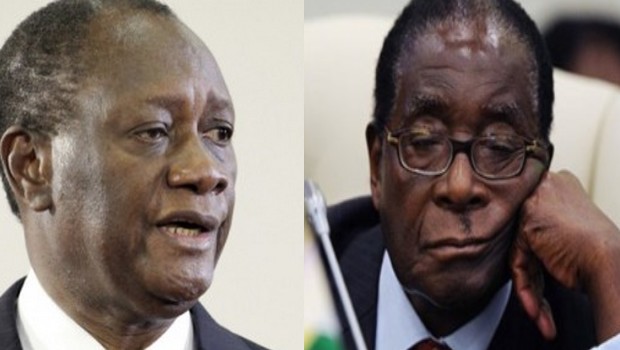 Les présidents Ouattara et Mugabe-Photomontage