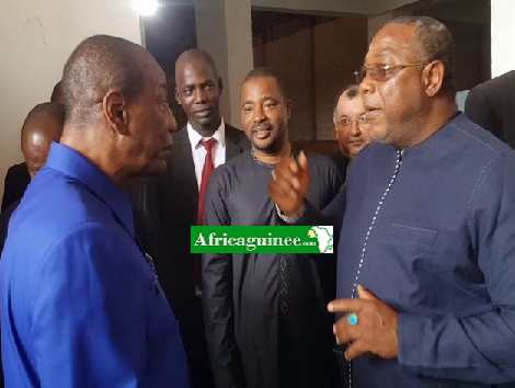 Alpha Condé, le Président guinéen, Tibou Kamara, et Baydi Aribot