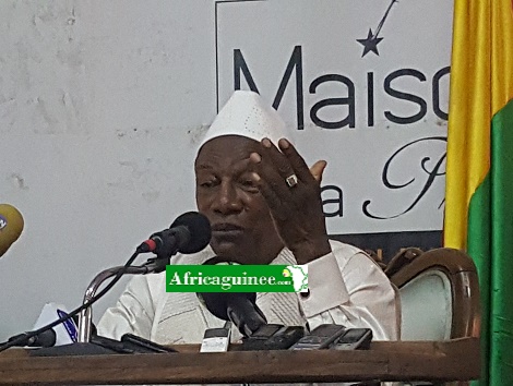 Le président guinéen, Alpha Condé à la maison de la Presse de Conakry