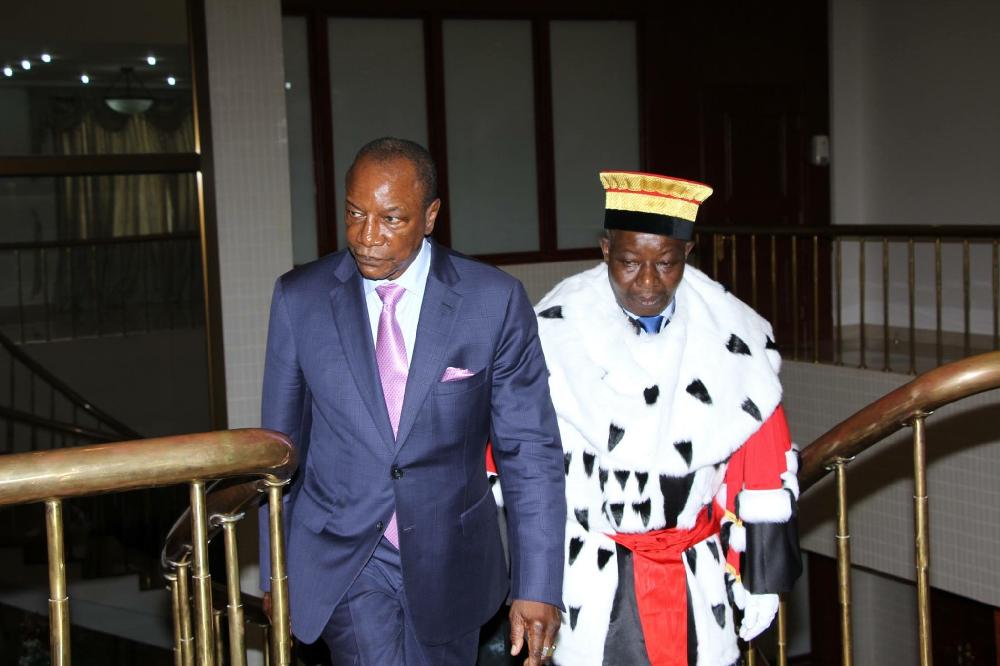 Alpha Condé, le Président de la République de Guinée et Kéléfa Sall, président de la Cour Constitutionnelle