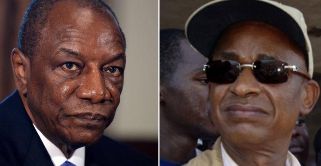 Alpha Condé le président guinéen et son principal opposant Cellou Dalein Diallo