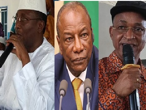 Feature image Sidya Touré, leader de l'UFR (G) Alpha Condé, PRG (M), Cellou Dalein Diallo (D)