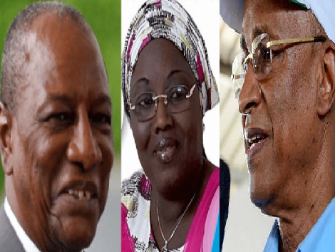 Alpha Condé, Président de la République de Guinée, Aminata Touré, mairesse de Kaloum, Cellou Dalein Diallo, chef de l'opposition