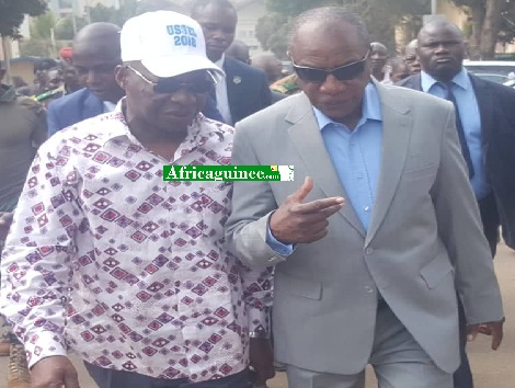 Feature image Le président de la République de Guinée, Pr Alpha Condé (G), Bouréma Condé, ministre de l'administration du territoire et de la déécentralisation