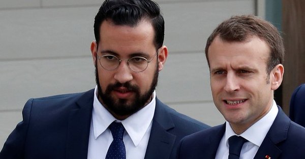 Alexandre Benalla et le président français Emmanuel Macron
