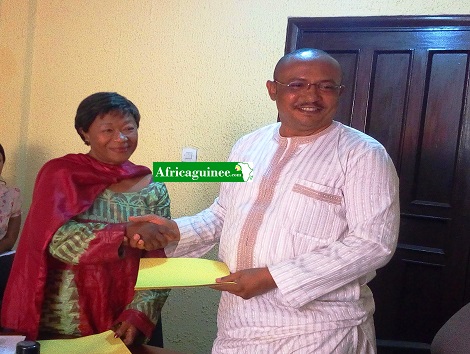Feature image Cherif Abdallah, président du GOHA et madame Fanta Toya Condé, secrétaire générale de la chambre d’arbitrage de Guinée