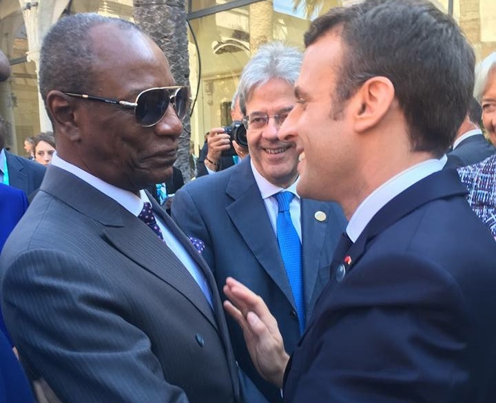 Feature image Alpha Condé, Président de la République de Guinée et Emmanuel Macron, président de la France