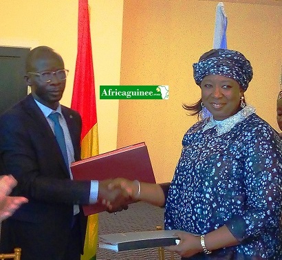 M Ibrahima Diop Directeur  Pays du PAM en Guinée et la Ministre de la Coopération Diéné Keita