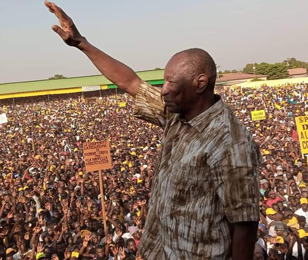 Le président de la République de Guinée, Pr Alpha Condé au stade de Kankan