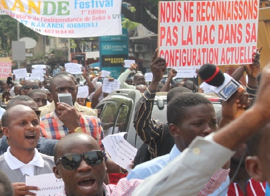 Marche de protestation des journalistes à Conakry, image d'archive