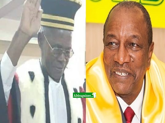 Feature image Feu Maître Maurice Lamey Kamano et le Chef de l'Etat, Pr Alpha Condé, photomontage Africaguinee.com