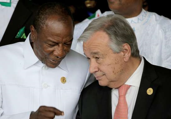 Antonio Guteress, Secrétaire Général de l'ONU et Alpha Condé, Président de la République de Guinée