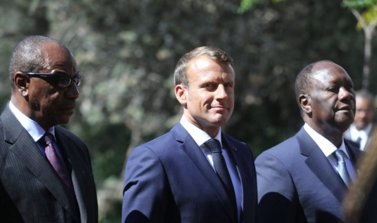 Alpha Condé, Emmanuel Macron, Alassane Ouattara