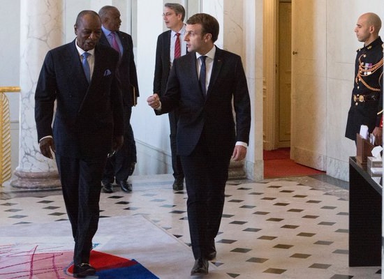Alpha Condé, président de la République de Guinée et Emmanuel Macron