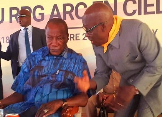 Alpha CONDE, président de la République et Dr Mohamed Diané lors d'une convention du RPG à Conakry