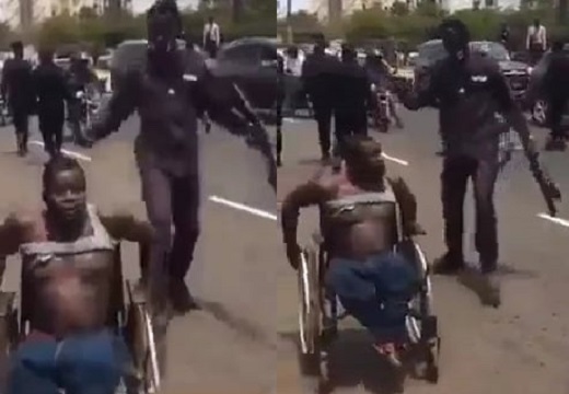 Un policier violente un handicapé, capture d'écran vidéo amateur