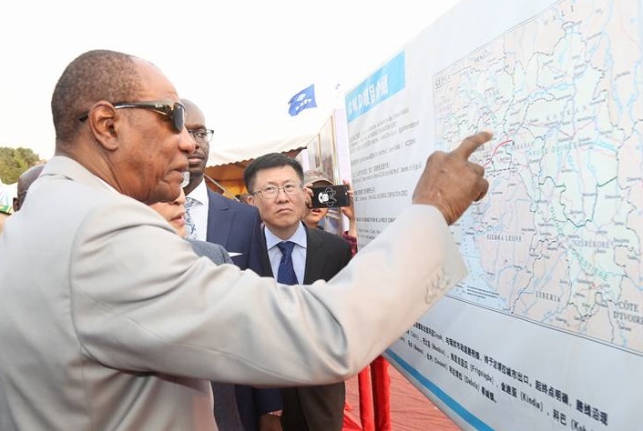 Alpha Condé, président de la République de Guinée, lors du lancement des travaux de reconstruction de la RN Coyah-Mamou-Dabola