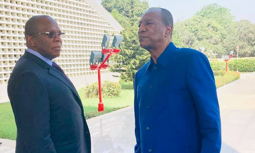 Feature image Alpha Condé, président de la République de Guinée et son Premier Ministre Kassory Fofana