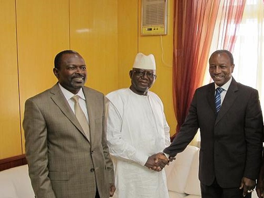 Alpha Condé, président de la République de Guinée, le Général Facinet Touré et l'ancien PM Mohamed Said Fofana, image d'archive