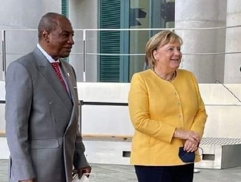 Alpha Condé, président de la République de Guinée et la chancelière Angela Merkel