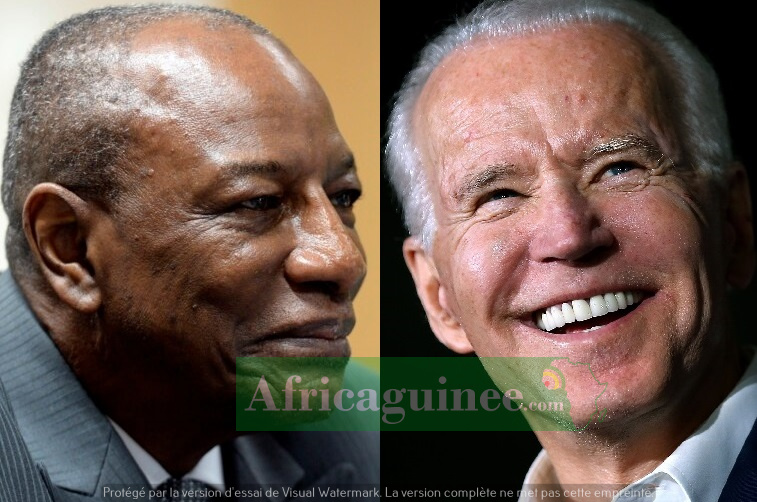 Alpha Condé, président de la République de Guinée et Joe Biden photomontage Africaguinee