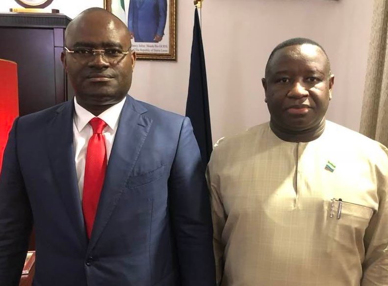 Kerfalla Camara KPC PDG du Groupe Guicopres et Julius Maada Bio président de la Sierra Léone