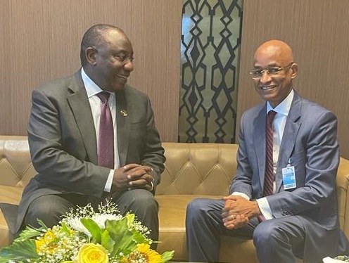 Cellou Dalein Diallo, leader de l'UFDG et le Président Sud-africain Cyril Ramaphosa