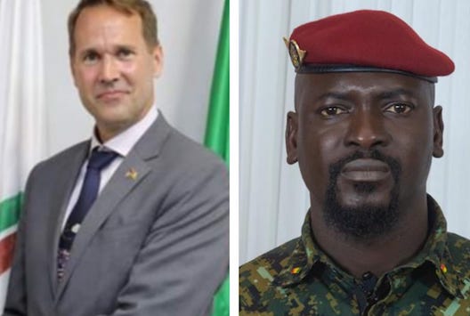 Troy Fitrell ambassdeur des Etats-unis en Guinée et Mamadi Doumbouya, photomontage Africaguinee.com