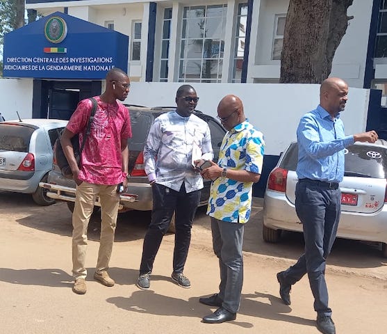 Damantang Albert Camara et Ibrahima Kourouma à la sortie de la Directeur centrale des investigations judiciaires