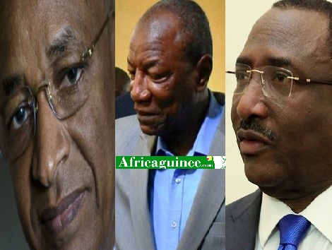 Cellou Dalein Diallo, leader de l'UFDG, Alpha Condé, ancien PRG renversé, et Sidya Touré, leader de l'UFR