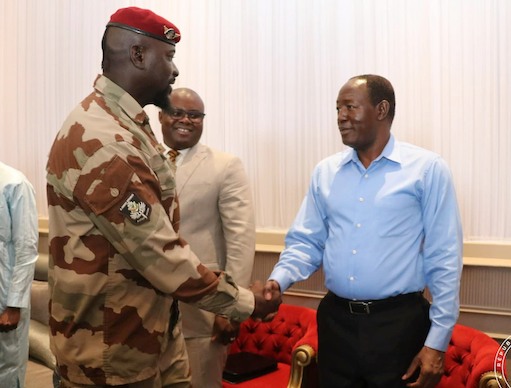 Colonel Mamadi Doumbouya, président de la transition guinéenne et son ministre des Mines, Moussa Magassouba