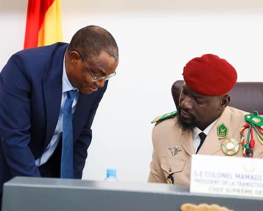Mohamed Beavogui, Premier ministre de la transition Guinéenne et le Colonel Mamadi Doumbouya, Président de la Transition
