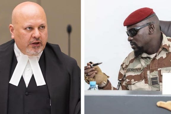 Feature image Karim Khan, Procureur de la Cour Pénale Internationale et le colonel Mamadi Doumbouya, Président de la Transition guinéenne, Photomontage Africaguinee.com