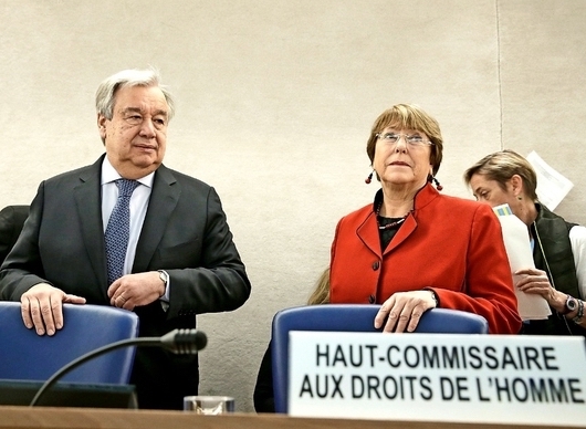 Antonio Guteress, Secrétaire Général de l’Organisation des Nations-Unies et Michelle Bachelet Haut commissaires aux droits de l'Homme