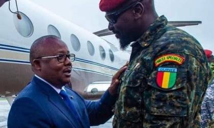 Umaro Sissoco Embalo, président de la Guinée Bissau reçu à Conakry par Colonel Mamadi Doumbouya, président de la transition guinéenne