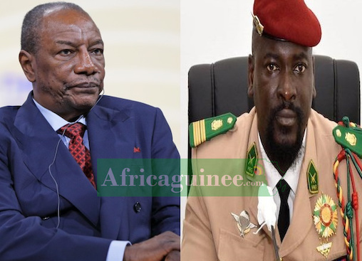 Alpha Condé et Mamadi Doumbouya, photomontage Africaguinee