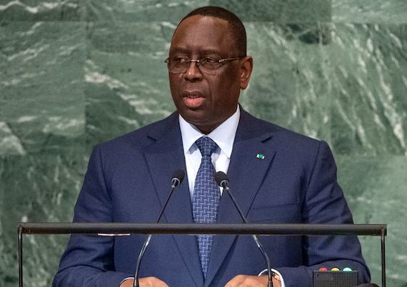 Macky Sall, président en exercice de l'Union Africaine s'exprimant à la tribune de l'ONU