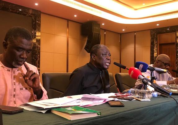 Des avocats de Kassory Fofana en conférence de presse à Conakry