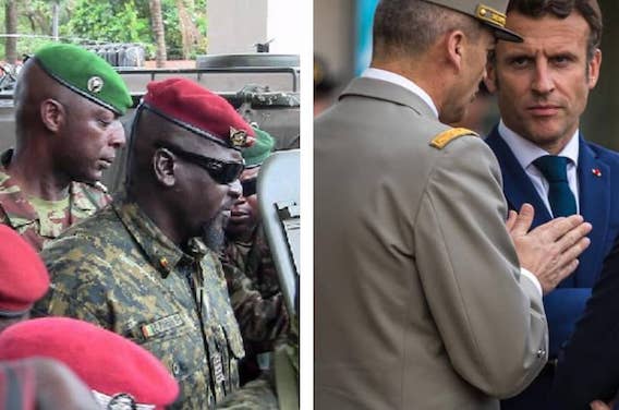 Feature image Mamadi Doumbouya , Emmanuel Macron, photomontage Afriicaguinee
