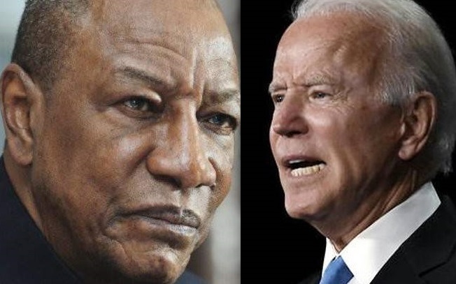 Feature image L'ancien président guinéen Alpha Condé et Joe Biden, Président des Etats-Unis, photomontage Africaguinee.com