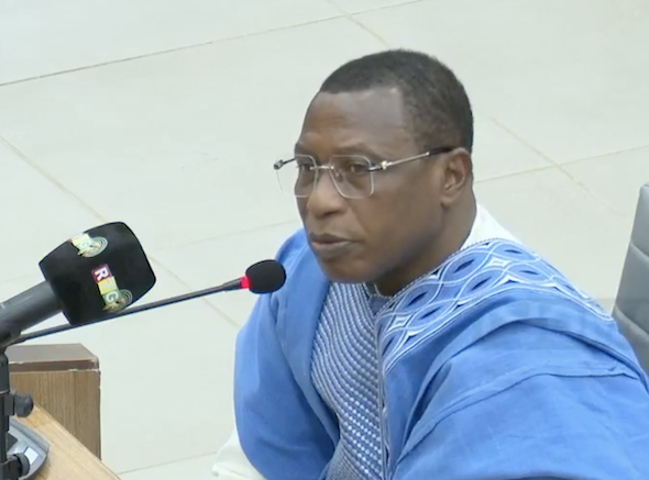 Capitaine Moussa Dadis Camara à la barre du tribunal criminel de Dixinn