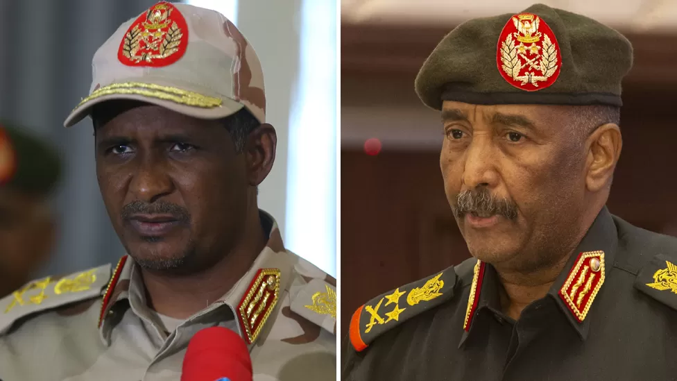 Le général Mohamed Hamdan Dagalo (L) et le général Abdel Fattah al-Burhan (R) dirigent tous deux des forces puissantes (AFP-